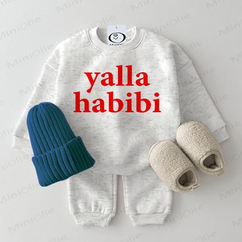 YALLA HABIBI Baby 2-piece Light Grey Set - Light Grey - 2-3T - image 1