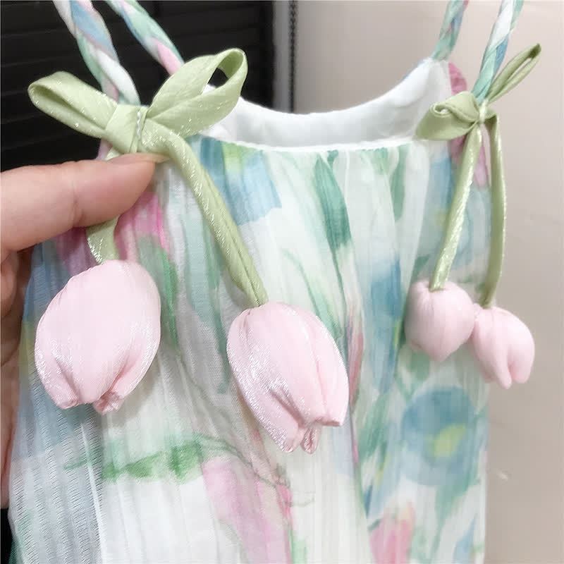 Toddler Girl Floral Green Dress - image 3
