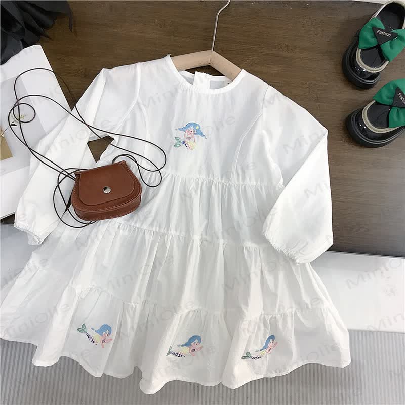 Toddler Girl White Embroidered Dress/Blue Sweater - White dress - 10Y - image 5
