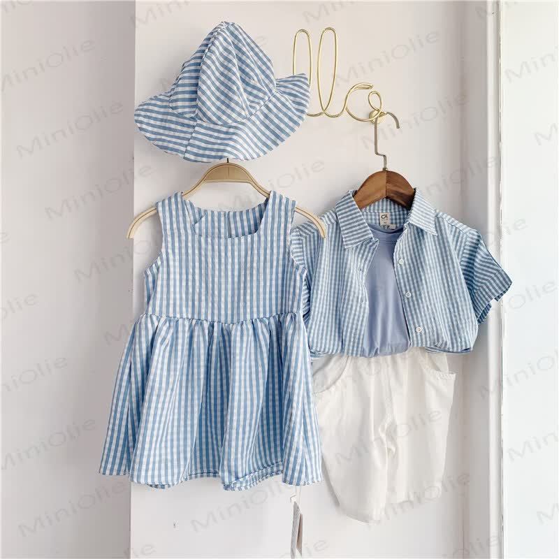 Toddler Girl Blue Stripe Plaid Sleeveless Dress - image 2