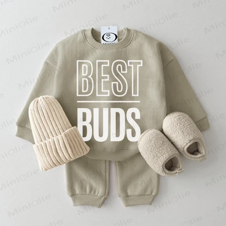 BEST BUDS Baby Sweatshirt Grey Green 2-piece Set - Grey Green - 2-3T - image 1