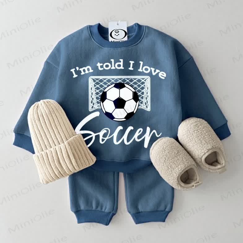I'M TOLD I LOVE SOCCER Baby Blue Sweatsuit 2-piece Set - Blue - 2-3T - image 1