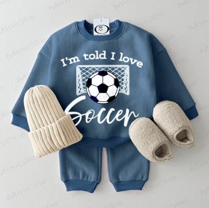 I'M TOLD I LOVE SOCCER Baby Blue Sweatsuit 2-piece Set - Blue - 2-3T - image 1