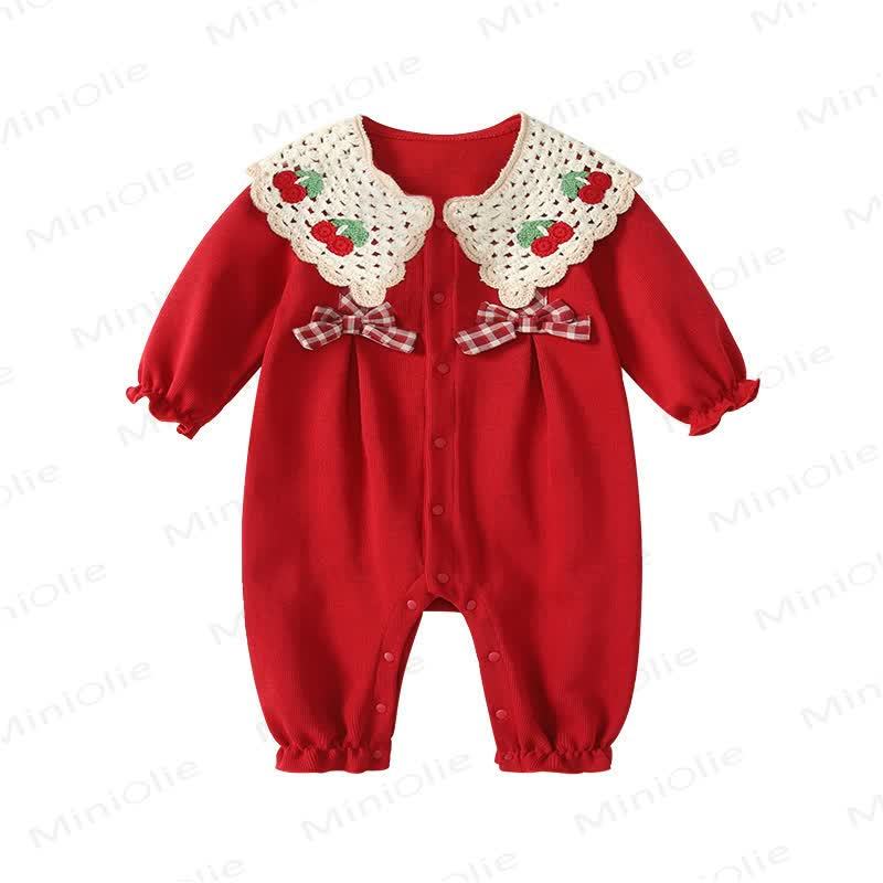 Baby Girl Cherry Lace Romper - image 4