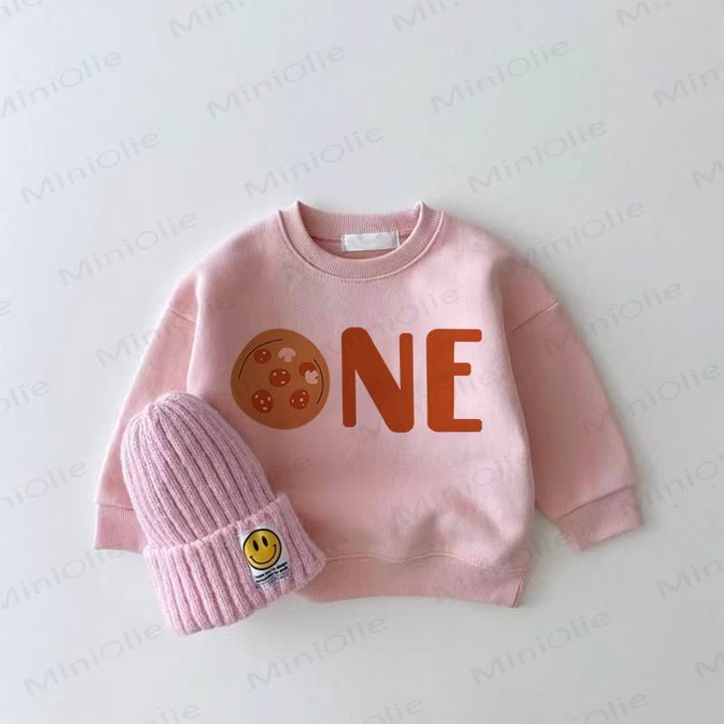 ONE Baby Girl PIZZA Pink Sweatshirt - Pink - 2-3T - image 1