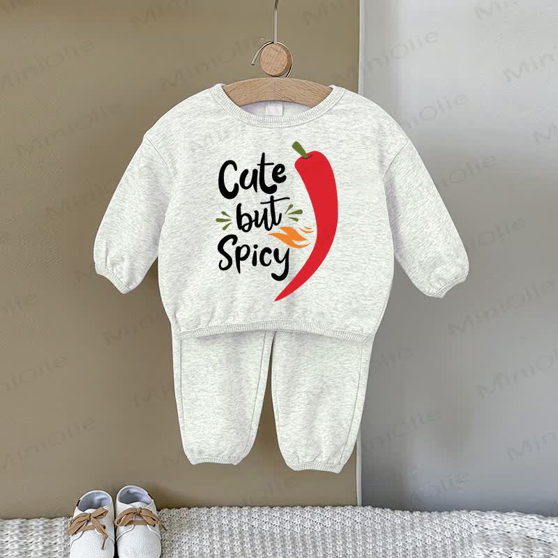 CUTE BUT SPICY Baby Gray Pepper Sweatshirt 2-piece Set - Gray - 2-3T - image 1