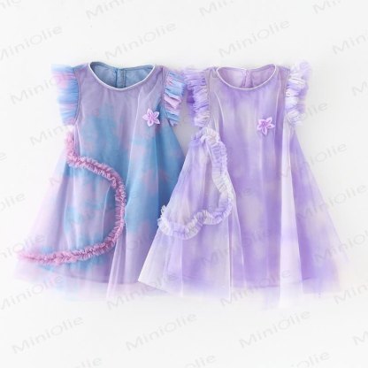 Toddler Kid Girl Flower/Love Mesh Dress - image 1