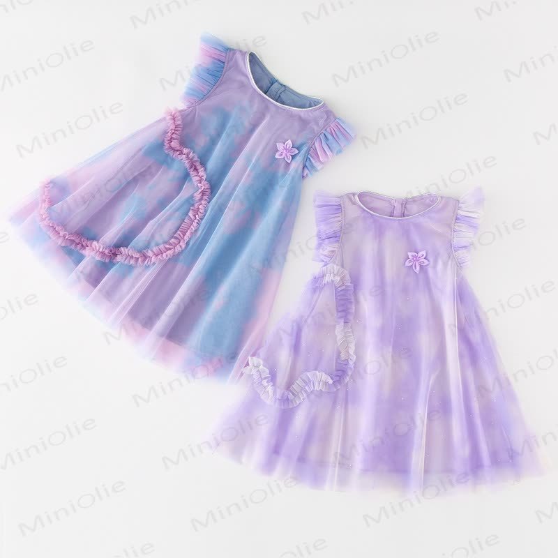 Toddler Kid Girl Flower/Love Mesh Dress - image 2