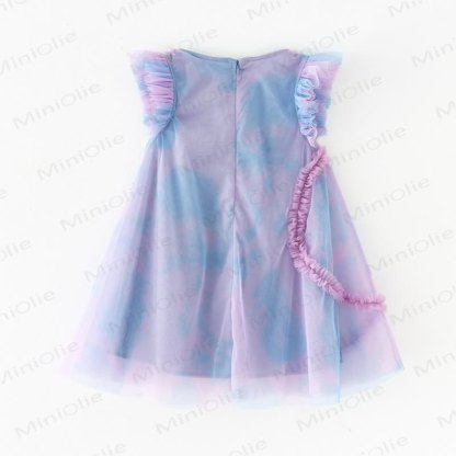 Toddler Kid Girl Flower/Love Mesh Dress - Purple - 12Y - image 4