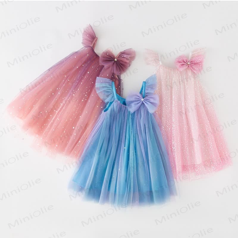 Toddler Kid Girl Sequins Bow Mesh Dress - image 2