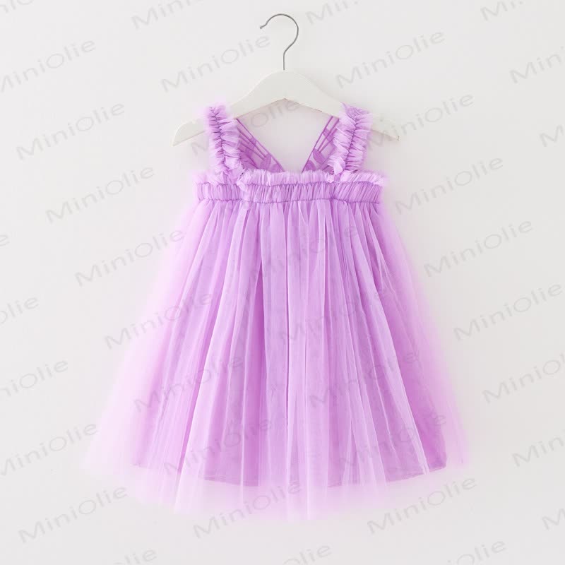 Baby Toddler Girl Solid Color Mesh Dress - Purple - 8Y - image 16