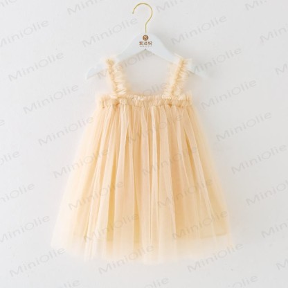 Baby Toddler Girl Solid Color Mesh Dress - Beige - 8Y - image 17