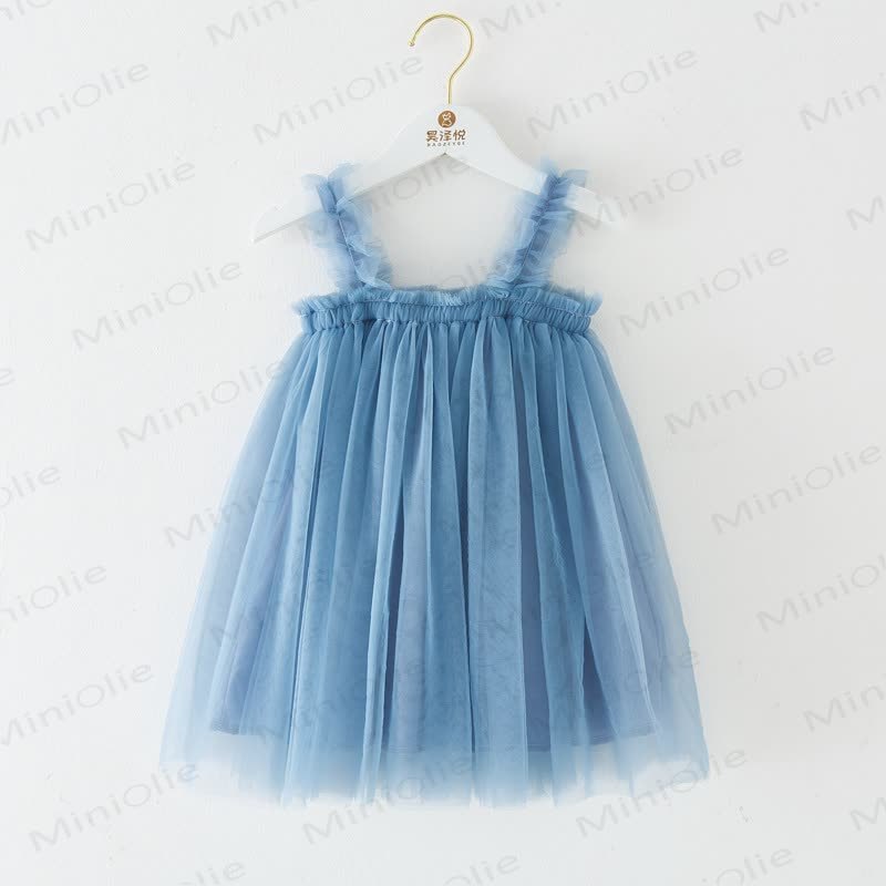 Baby Toddler Girl Solid Color Mesh Dress - Misty Blue - 8Y - image 19