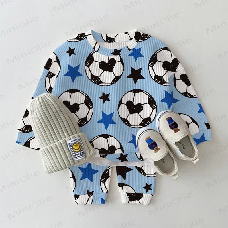 Baby Waffle Soccer & Star Sweatshirt 2-piece Set - Blue - 18-24M - image 1