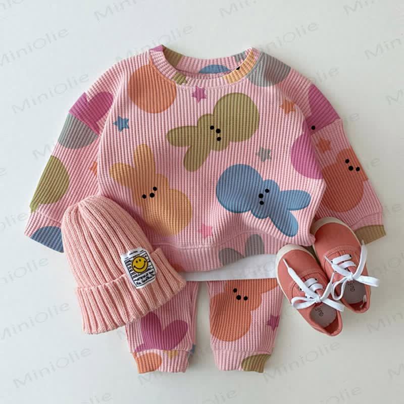Baby Toddler Girl Easter Bunny Pink Sweatshirt 2-piece Set - Pink - 3-5T - image 1