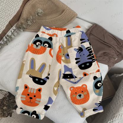 Baby Toddler Cartoon Animals Pants - Beige - 3-5T - image 1