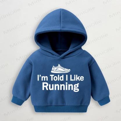 I'M TOLD I LIKE RUNNING Baby Toddler Blue Hoodie Sweatshirt - Blue - 3-5T - image 1