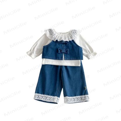 Baby Toddler Girl Denim Bow 3-piece Set - image 3