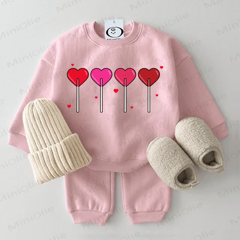 Baby Heart Sweatshirt 2-piece Pink Set - Pink - 2-3T - image 1