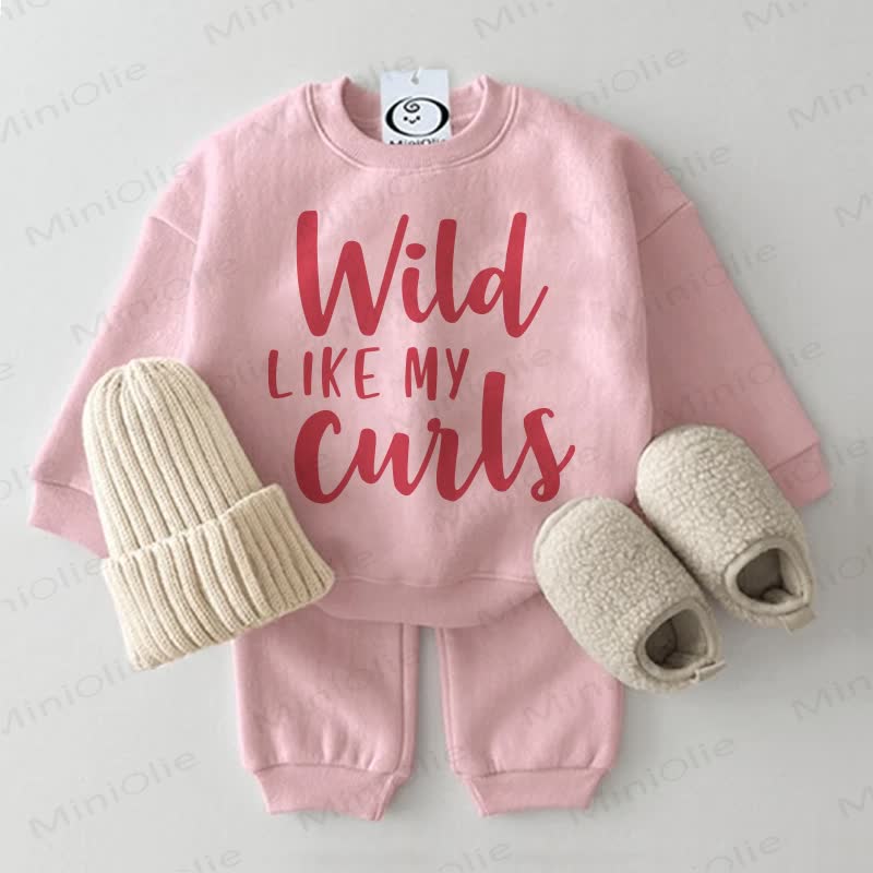 WILD LIKE MY CURLS Baby 2-piece Sweatshirt Pink Set - Pink - 2-3T - image 1