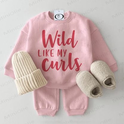 WILD LIKE MY CURLS Baby 2-piece Sweatshirt Pink Set - Pink - 2-3T - image 1