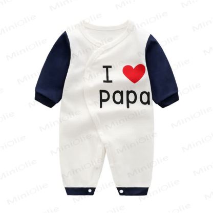 Baby Heart/Cow Romper - I LOVE PAPA - 9-12M - image 3