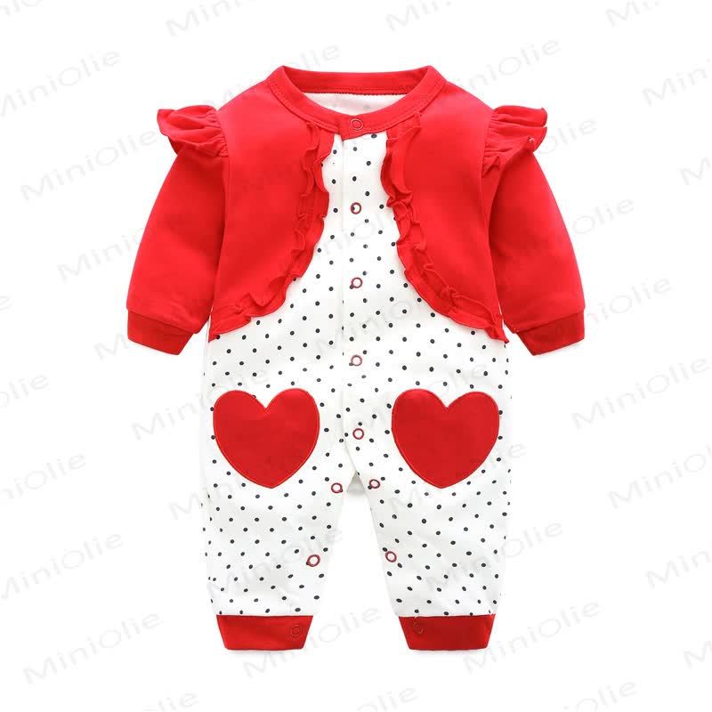 Baby Heart/Cow Romper - Heart - 9-12M - image 1