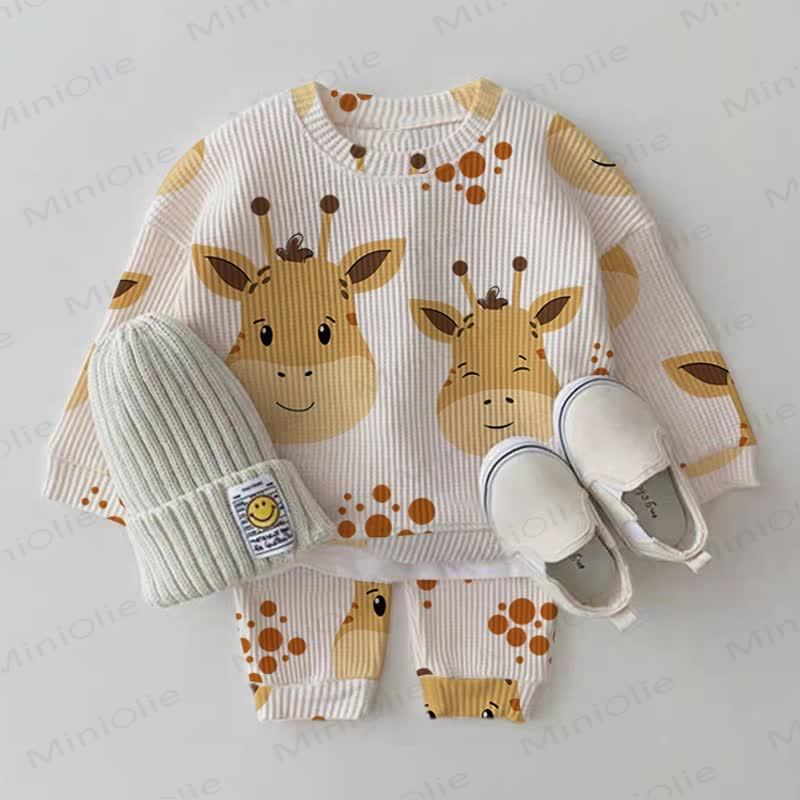 Baby Deer 2-piece Waffle Set - White - 2-3T - image 1
