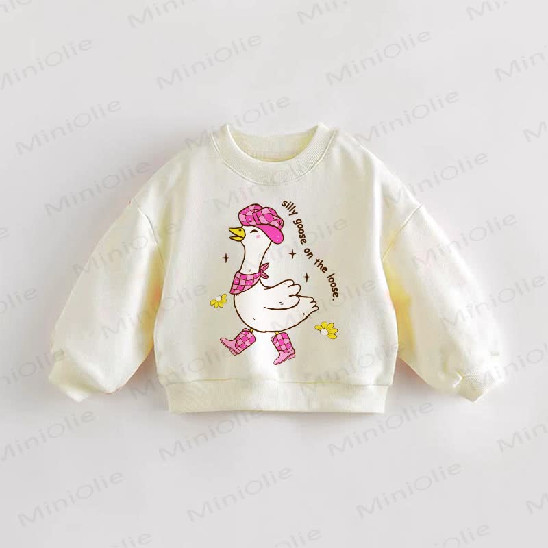 SILLY GOOSE ON THE LOOSE. Baby Toddler Sweatshirt - Cream - 3-5T - image 1