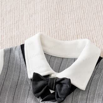 Baby Striped Bow Tie Fake 2pcsRomper - image 8