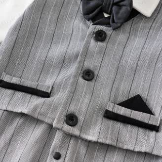 Baby Striped Bow Tie Fake 2pcsRomper - image 9