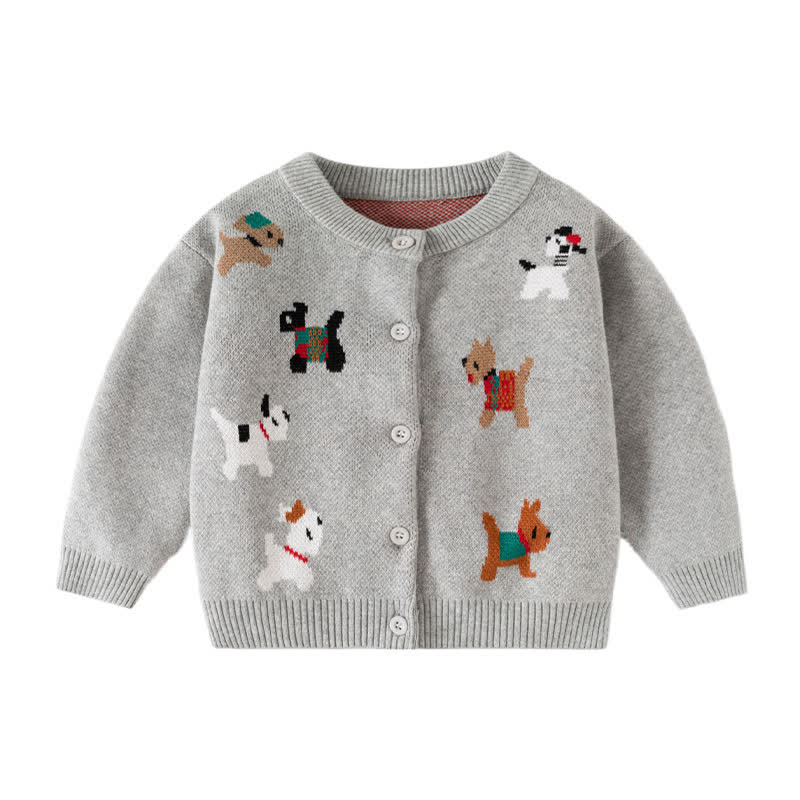 Baby Toddler Puppy Grey Sweater Cardigan - image 7
