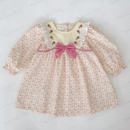 Baby Toddler Girl Pink Flower Bow Dress - image 3