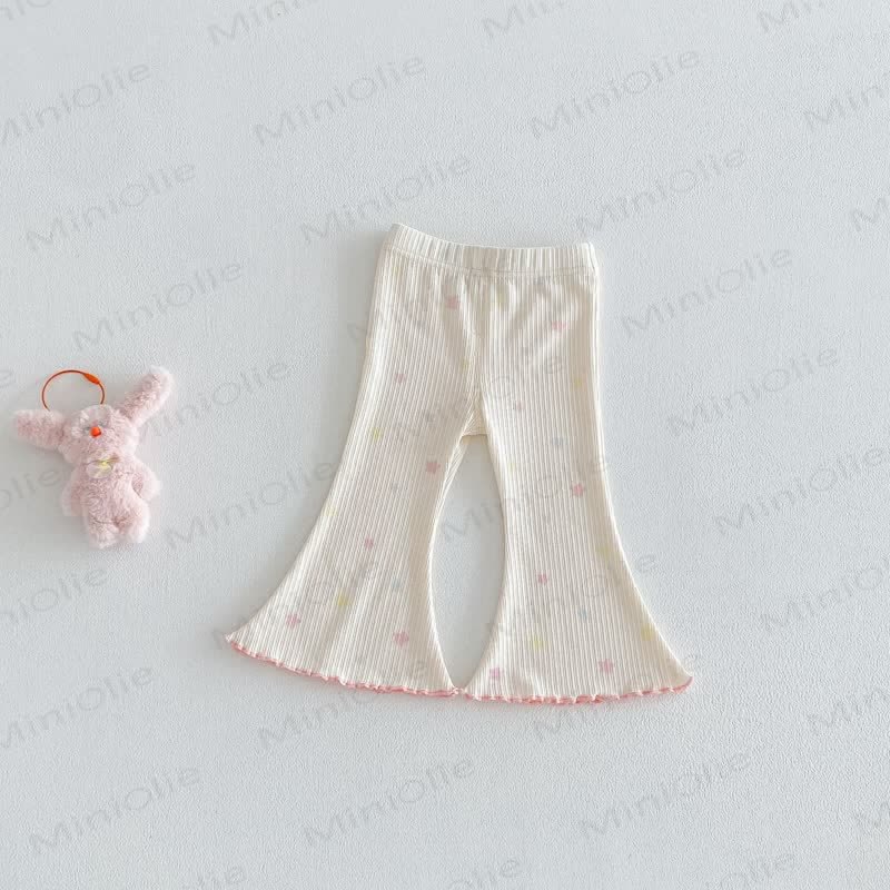 Baby Toddler Girl Color Block Flower Pants - Beige - 5-7T - image 4