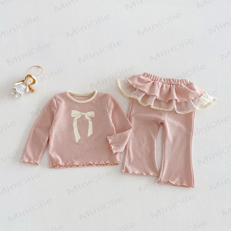 Baby Toddler Girl Sweet Bow 2-piece Set - Pink - 5-7T - image 6