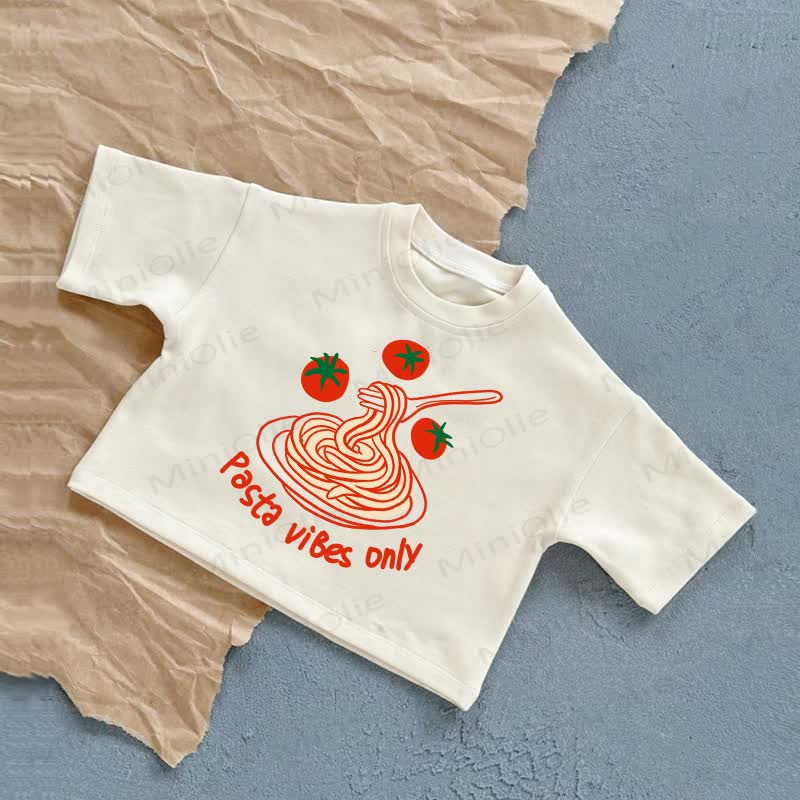 PASTA VIBES ONLY Baby Tomato Summer Casual T-Shirt - White - 2-3T - image 1