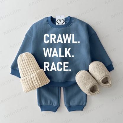 CRAWL. WALK. RACE. Baby Sweatshirt 2-piece Blue Set - Blue - 2-3T - image 1