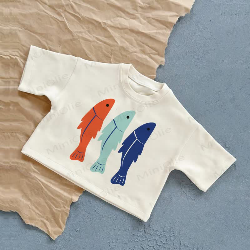 Baby Three Fish Summer Casual T-shirt - White - 2-3T - image 1