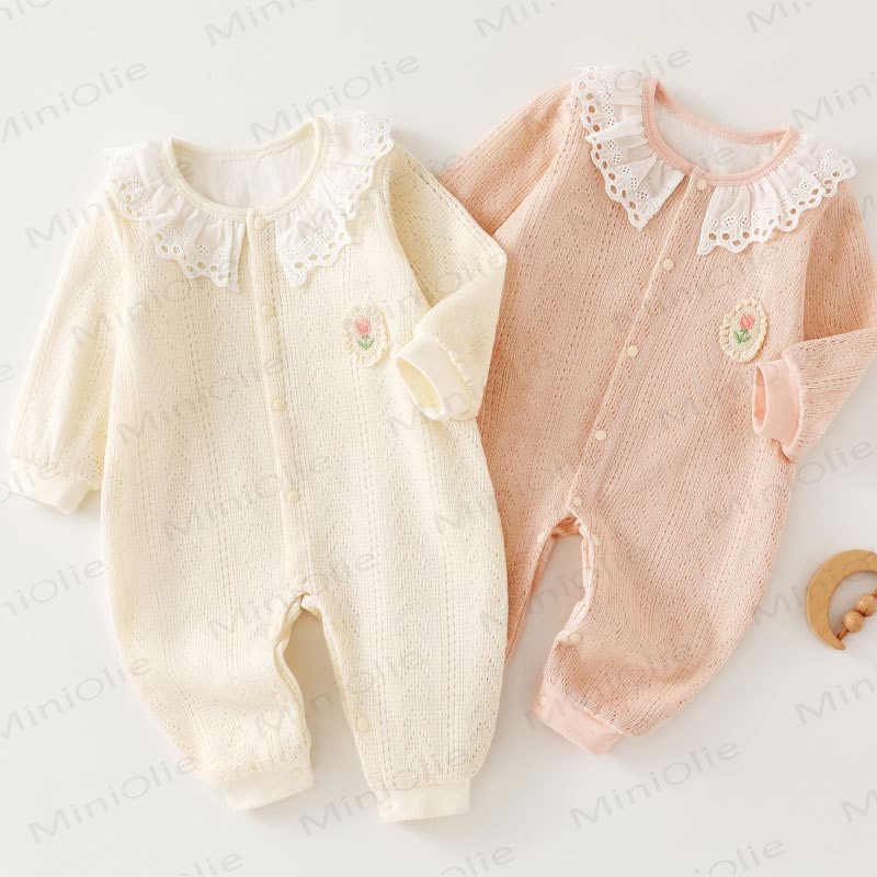 Baby Tulip Lace Collar Romper - image 1