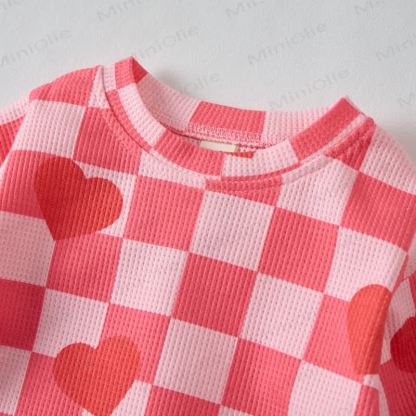 Baby Checkered Heart Waffle Pink 2-piece Set - image 5