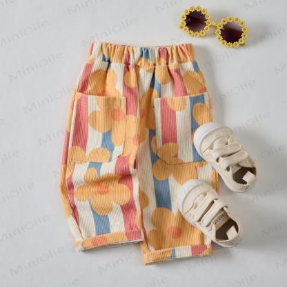 Baby Toddler Colored Striped Flowers Pants - image 2