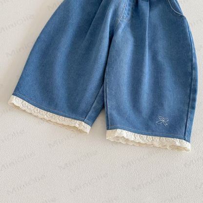 Baby Toddler Girl White Flower Top/Blue Denim Bow Pants - image 6