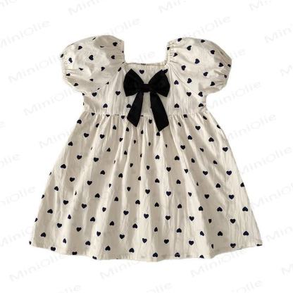 Baby Toddler Girl Beige Bow Love Dress - image 4