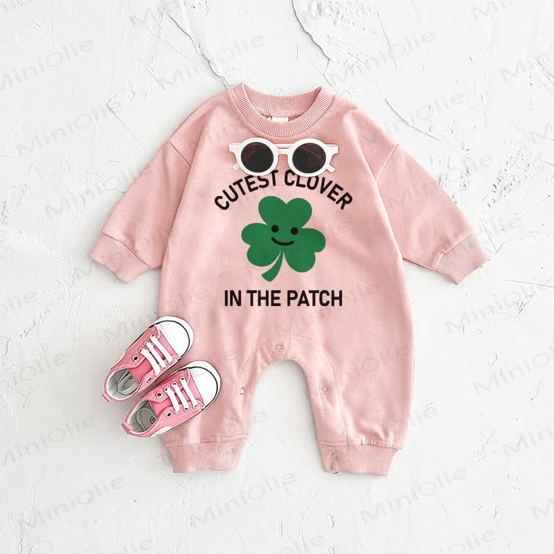 CUTEST CLOVER IN THE PATCH Baby Clover Smiley Pink Romper - Pink - 2-3T - image 1
