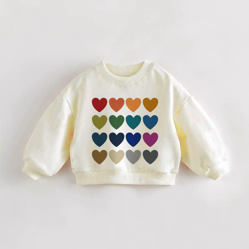 Baby Toddler Colorful Hearts Sweatshirt - Cream - 3-5T - image 1
