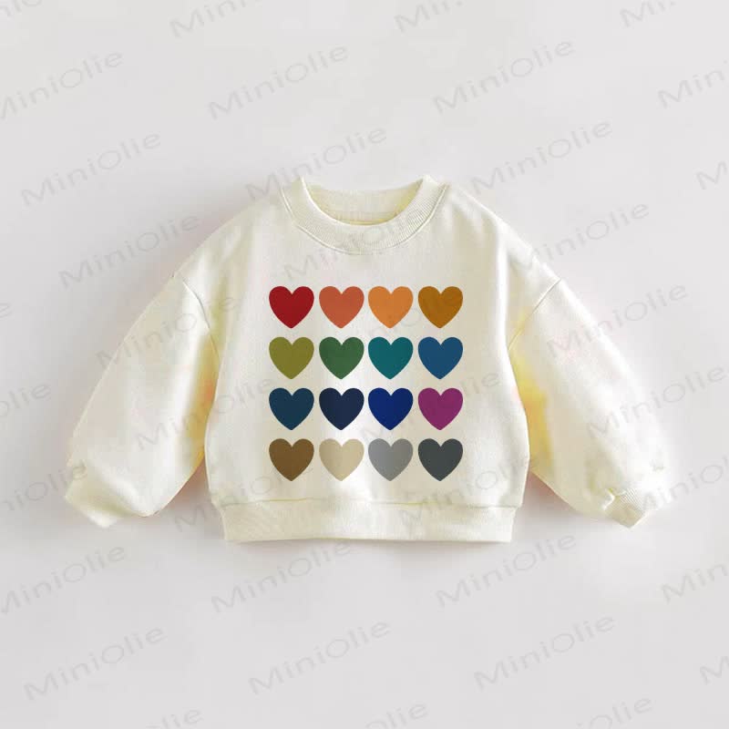 Baby Toddler Colorful Hearts Sweatshirt - Cream - 3-5T - image 1