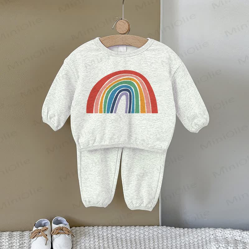 Baby Rainbow Gray Sweatshirt 2-piece Set - Gray - 2-3T - image 1