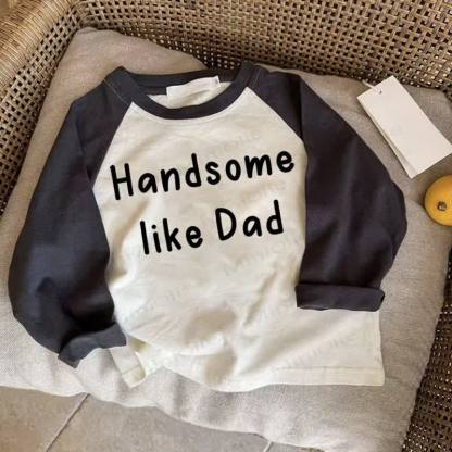 HANDSOME LIKE DAD Baby Dark Gray Raglan T-shirt - Drak Gray - 2-3T - image 1