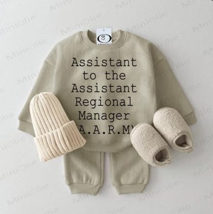 ASSISTANT TO THE ASSISTANT REGIONAL MANAGER Baby Sweatshirt Grey Green 2-piece Set - Grey Green - 2-3T - image 1