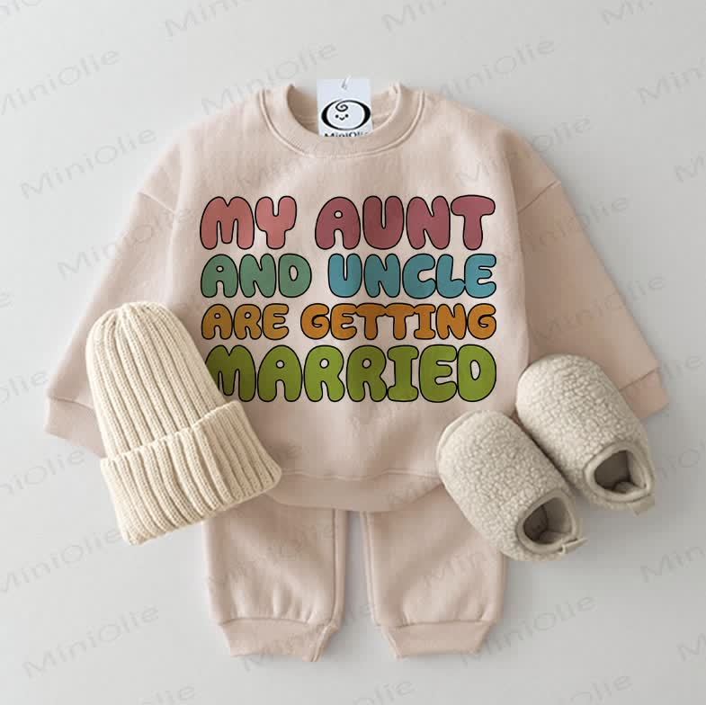 MY AUNT AND UNCLE ARE GETTING MARRIED Baby Sweatshirt 2-piece Beige Set - Beige - 2-3T - image 1